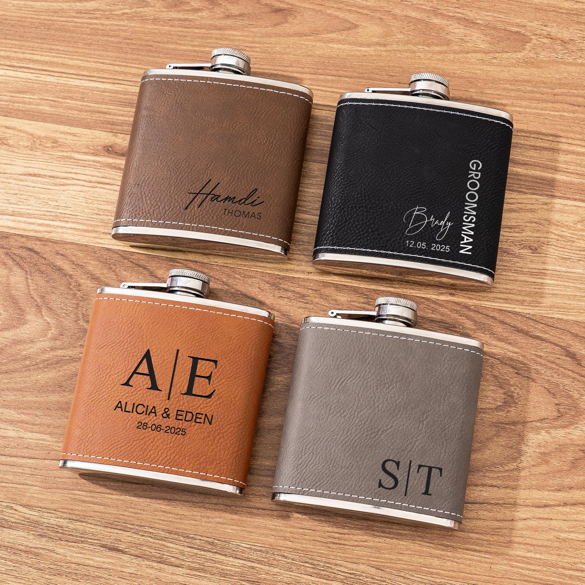 Fiaschetta Personalizzata In Acciaio Inox Con Incisione Per Marito - Set Da 200ml Con Bicchierini E Imbuto - Regalo Per Matrimonio E Papà
