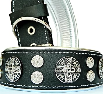 Bestia "Hektor Genuine Leather Dog Collar, Large Breeds, Cane Corso, Rottweiler, Boxer, Bullmastiff, Dogo, 100% Leather, Studded, L- XXL Size, 2.5 Inch Wide. Padded. Europe`s Fnest Dog Gear!