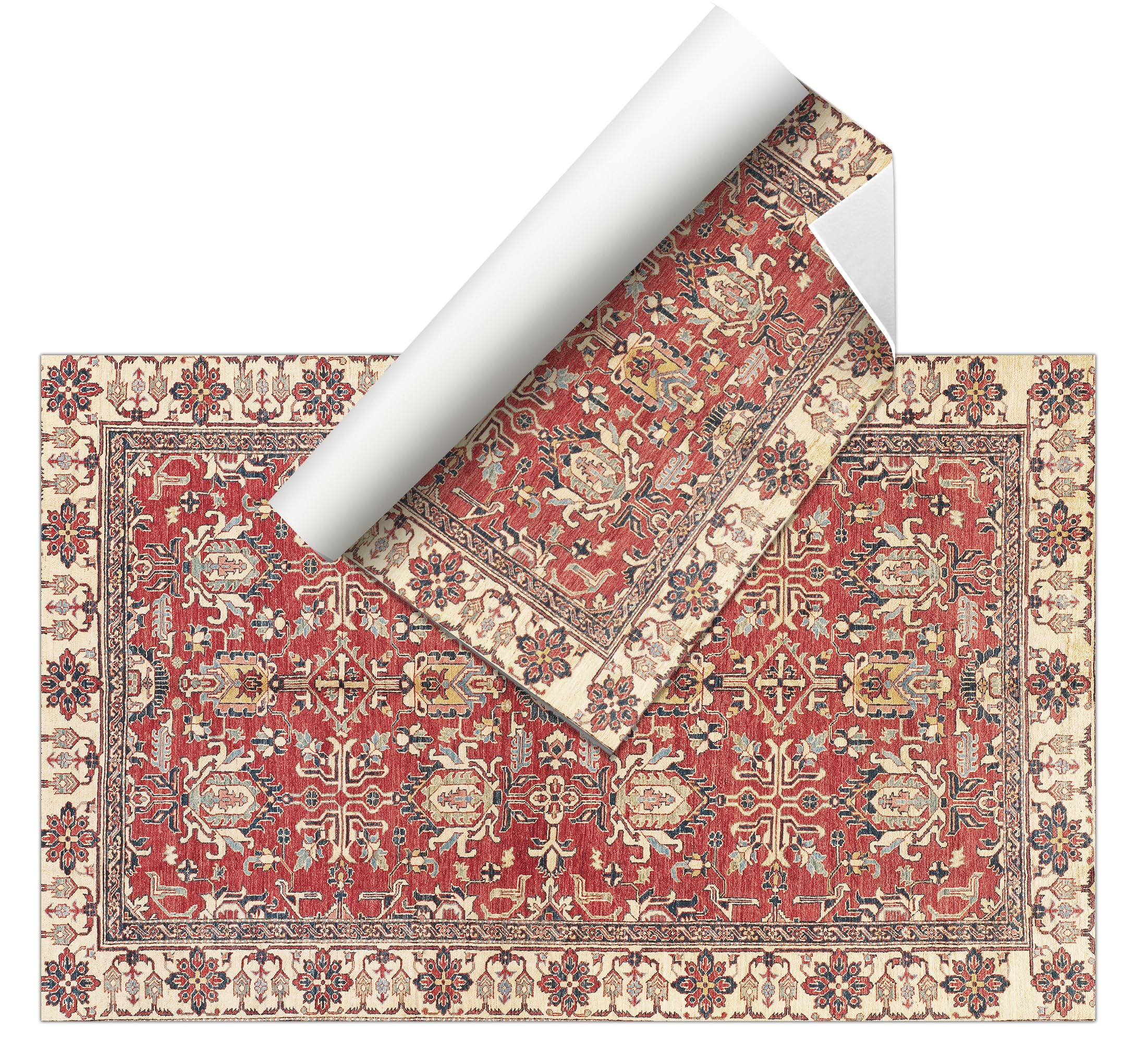 VINILIKO Design | Tapis vinyle oriental rouge 160 x 230 cm - Antidérapant, imperméable, lavable - Plusieurs tailles - Tapis vinyle pour salon, cuisine