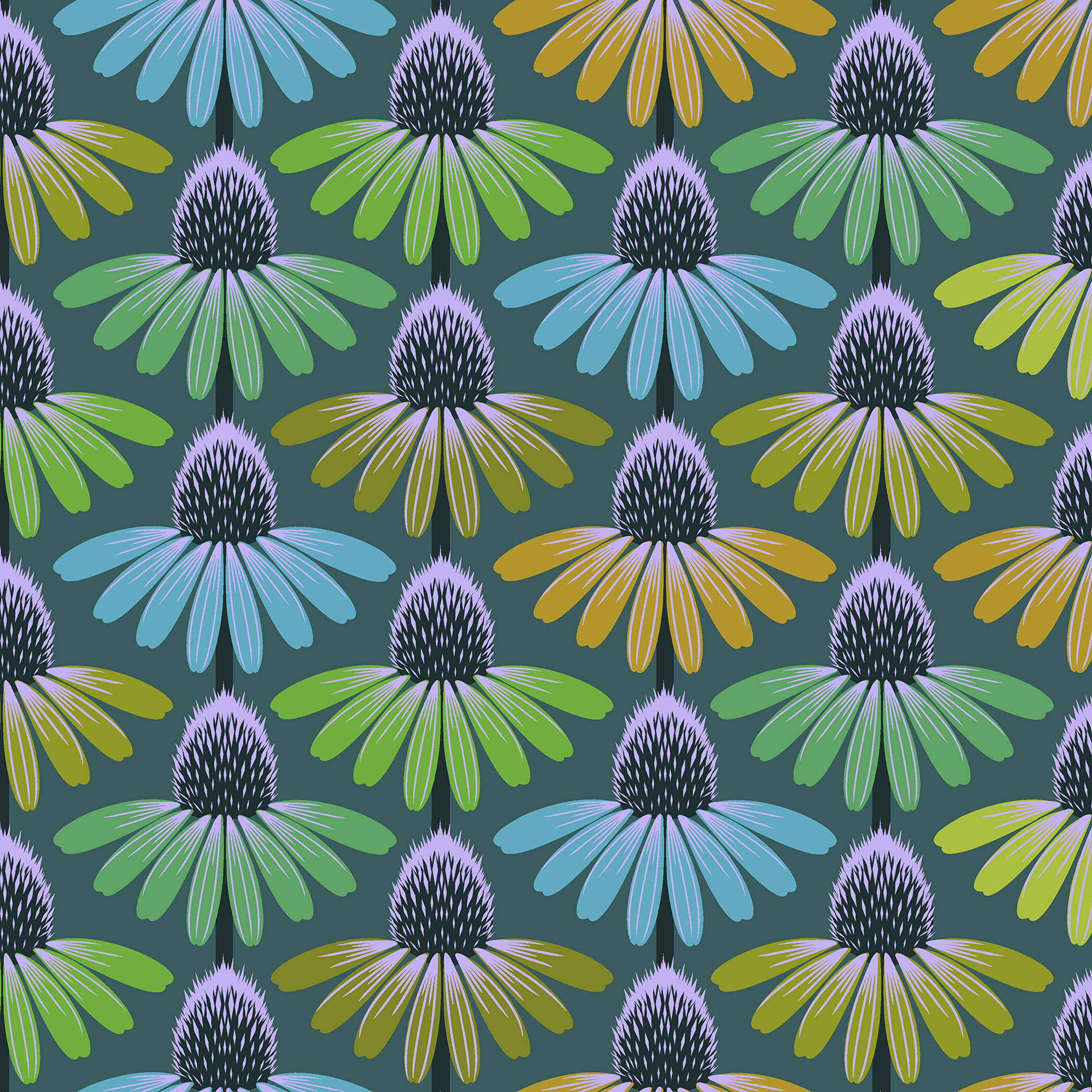 FreeSpirit Hindsight Echinacea Glow Algae, Fabric by the Yard