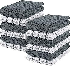 Utopia Towels - Kitchen Towels, 12-Pack - 15 x 25 Inches, Dobby Weave Kitchen Towels - 100% Ring Spun Cotton Super Soft and Absorbent Dish Towels, Tea Towels and Bar Towels (Grey)