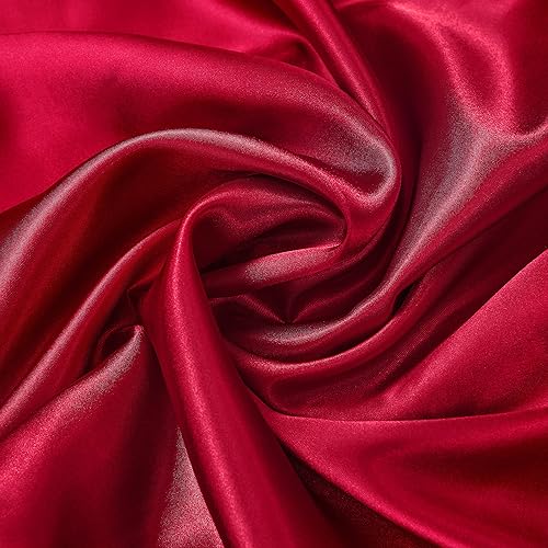 Miniatura 5 de HommxJF Juego de 2 fundas de almohada de satén color rojo vino estándar con cierre de sobre, funda de almohada de seda rojo vino para cabello y piel