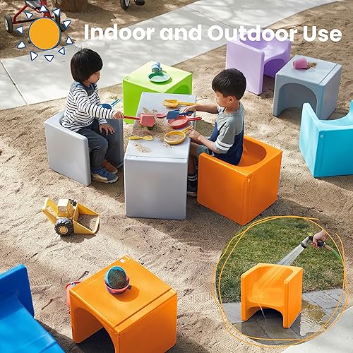 Miniatura 41 de ECR4Kids Tri-Me - Juego de mesa y sillas cubo, muebles multiusos, color azul, 3 piezas Azul,Agua,Negro -,Azul Cian,Verde Fern,Verde,Verde