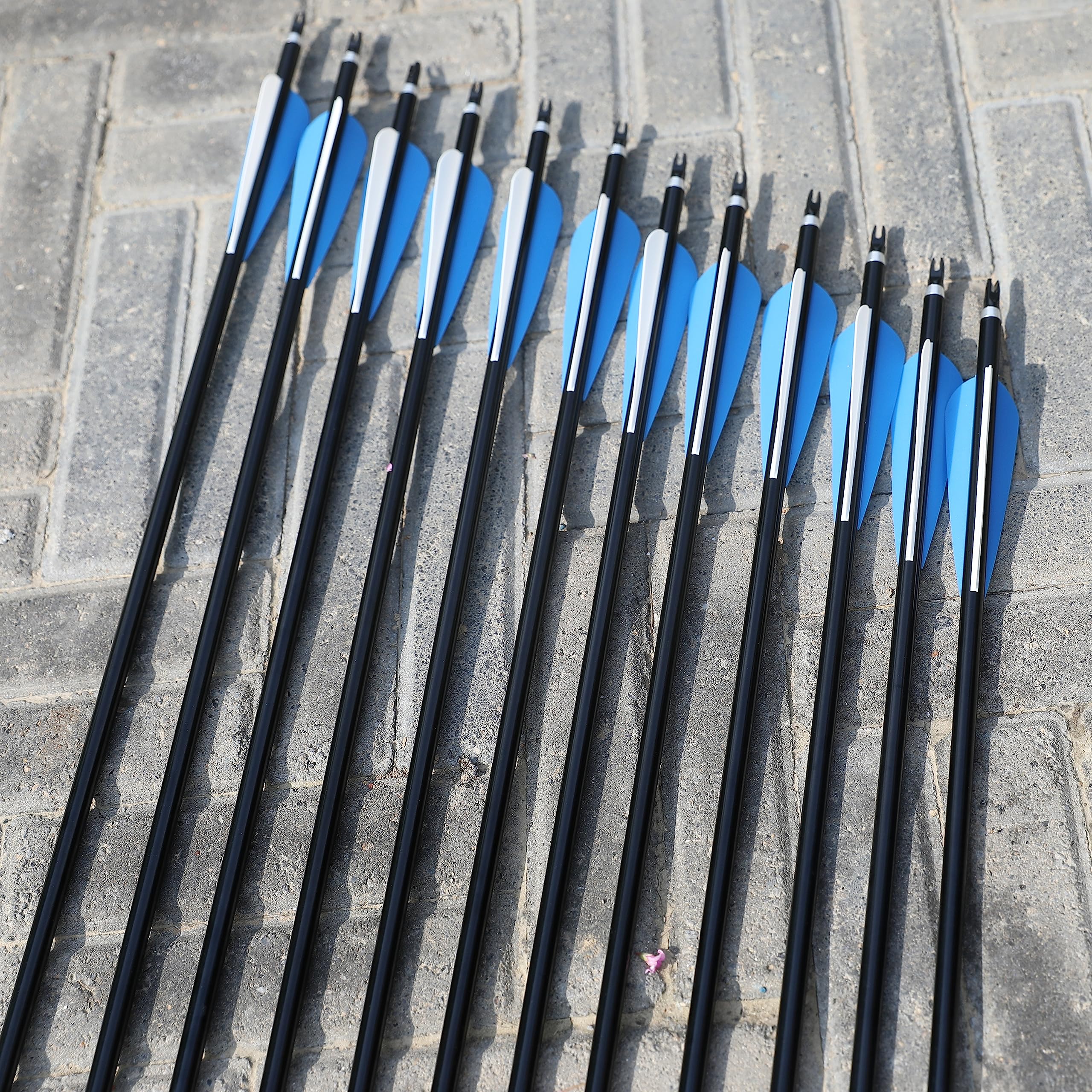 12 Pezzi 30 Pollici Frecce in Alluminio 300 Spine Freccia di Caccia con 120 Grain Pratica di tiro per Arco Composto e Ricurvo