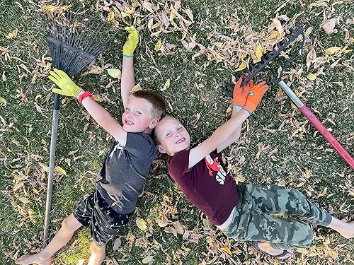 Miniatura 3 de HANDLANDY Guantes de jardinería para niños de 2 a 13 años, sin látex, 3 pares de guantes de jardín con revestimiento de nitrilo para niños y niñas
