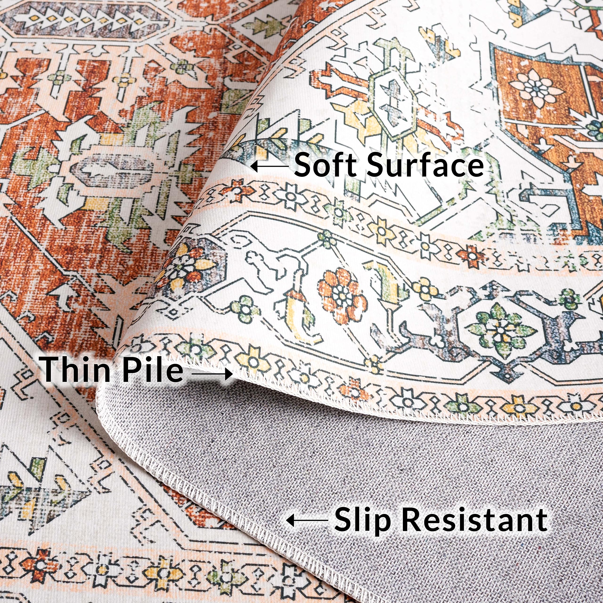 Safavieh Distressed Rug Ideal for High Traffic Areas, Machine Washable and Non Slip, Arizona Collection, Short Pile - Image 4