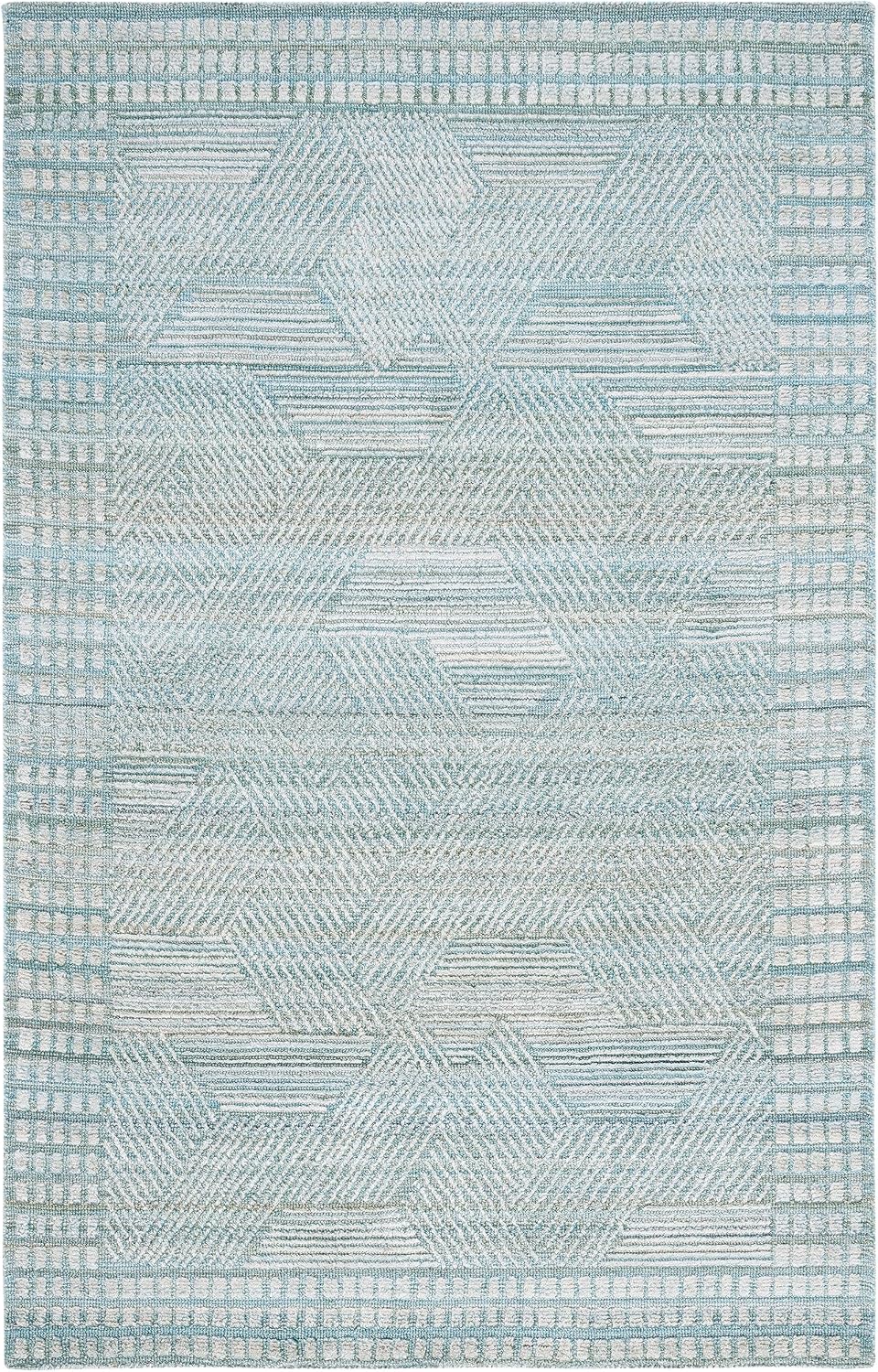 SAFAVIEH Marquee Collection Area Rug - 5' x 8', Turquoise & Grey, Handmade, Ideal for High Traffic Areas in Living Room, Bedroom, Dining (MRQ107K-5)