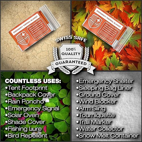 Miniatura 4 de Mantas térmicas de mylar para emergencias, 4 unidades incluye una manta dorada diseñada para la NASA perfectas para exteriores, para hacer