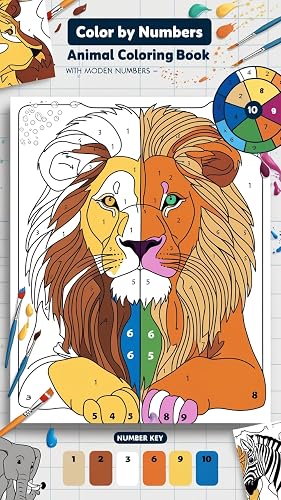 color by numbers coloring book animals: Adorable Animal Kingdom | Relaxing Woodland Creature Coloring Pages | Stress-Relieving Wildlife Designs – vue 6