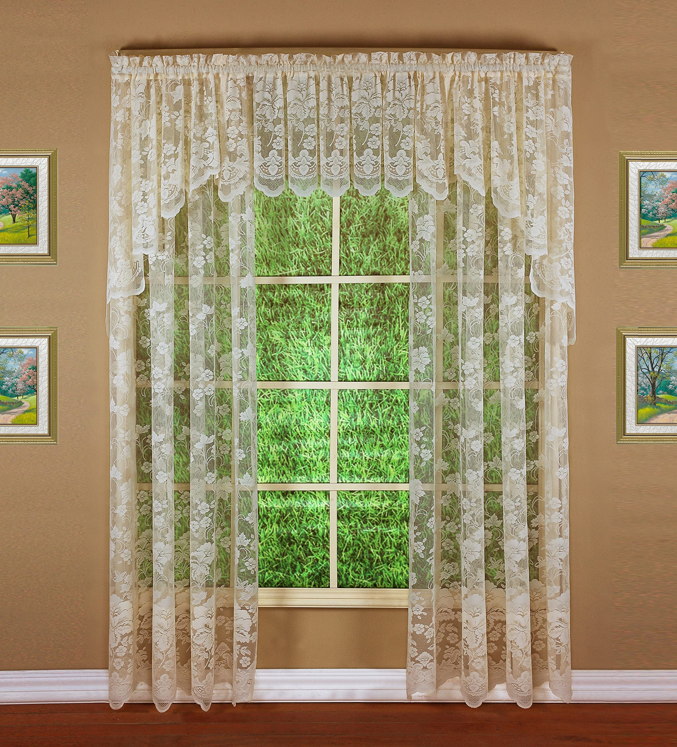 Today's Curtain Floral Vine Lace Panel 72", Ivory, 60W x 72L