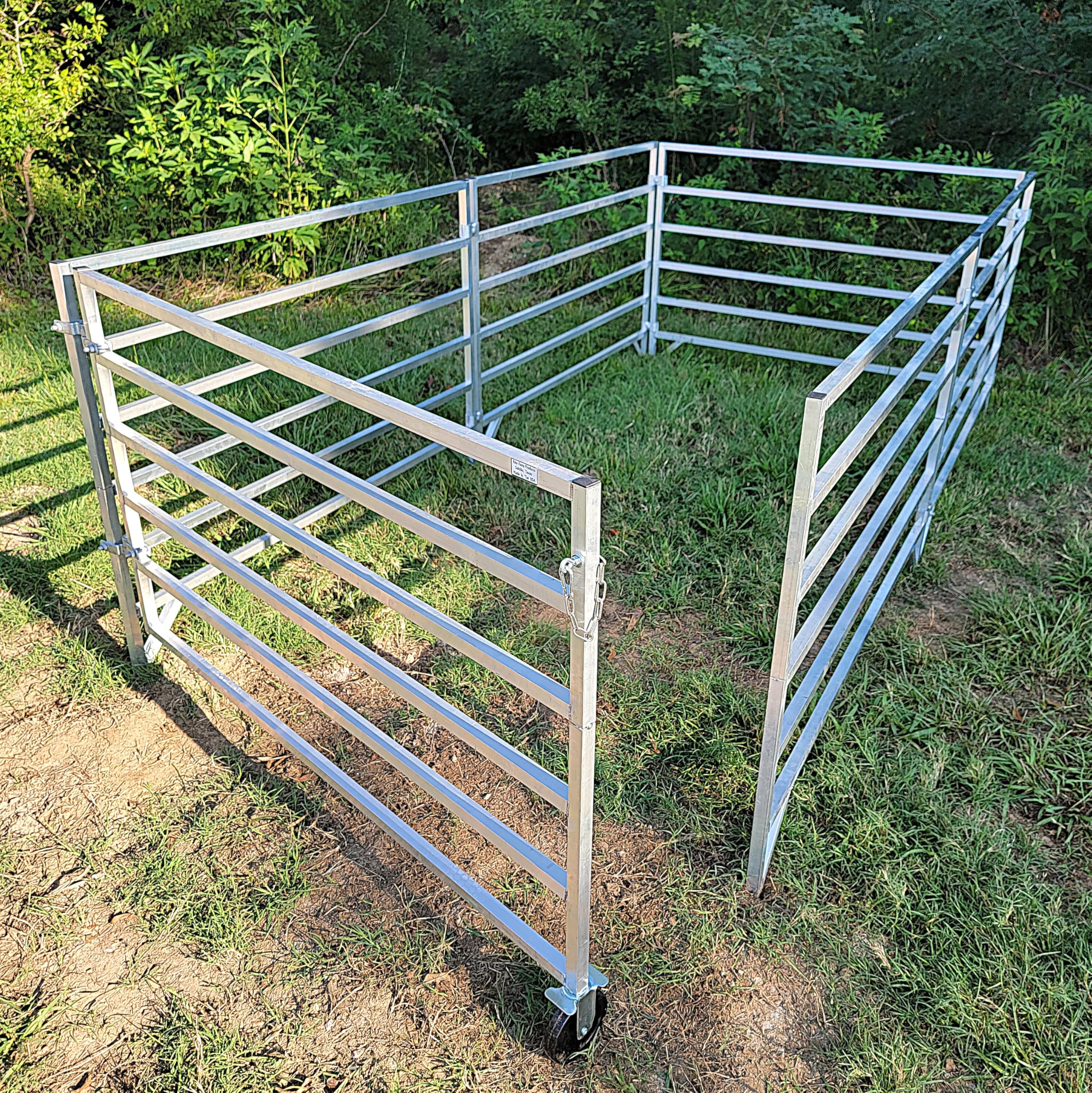 Rite Farm Products Aluminum 5' X 10' Stall Kit With Shade Canopy – Sheep & Goat Panel Pen System With Gate, 40" Tall Panels, Heavy Duty Welded Aluminum – Made In Texas USA