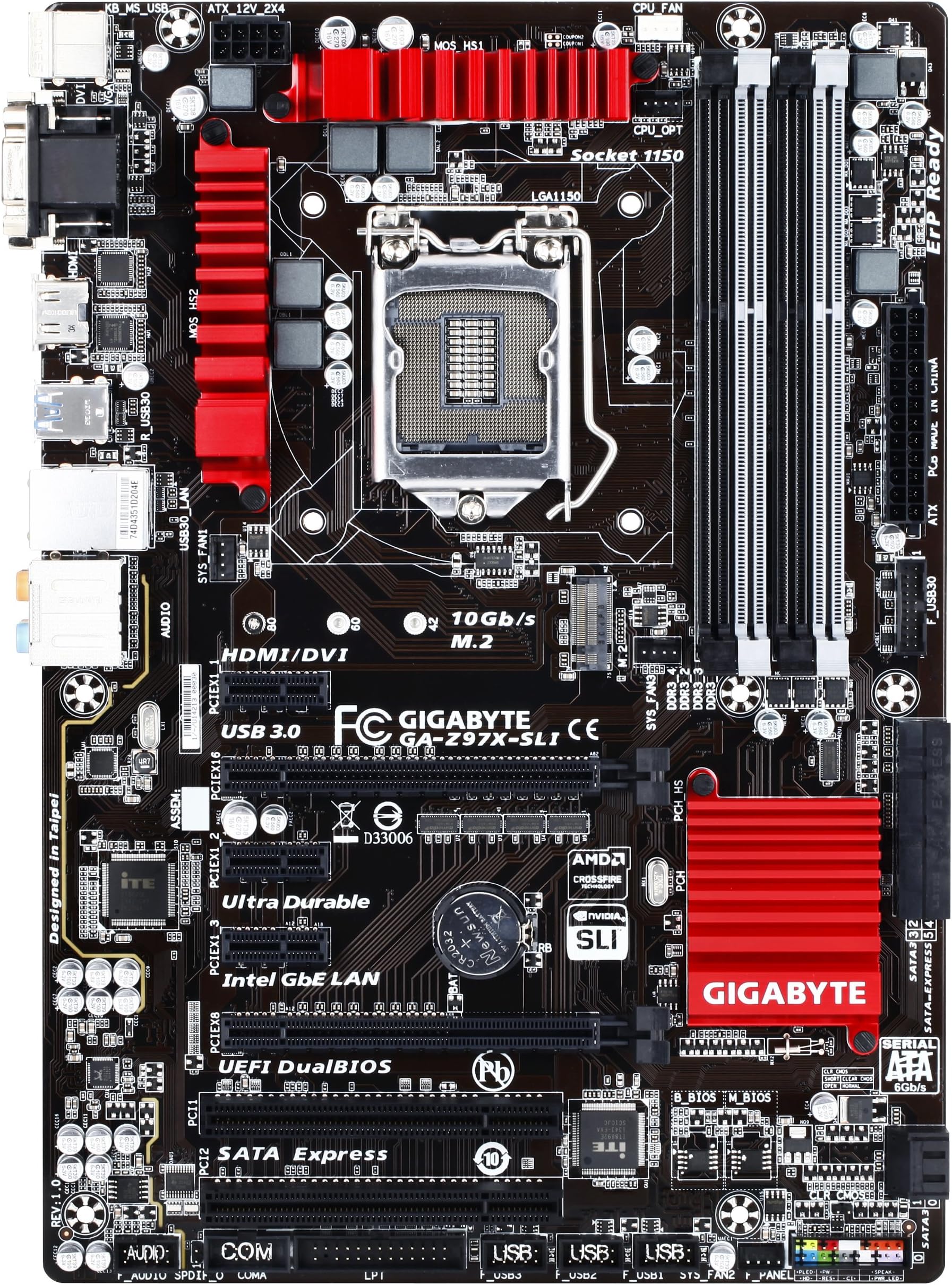 Gigabyte Z97X-SLI Intel LGA1150 Z97 ATX Motherboard (4x DDR3, 4x USB3.0, 10x USB2.0, GBE, LAN, HDMI, DVI-I, DSUB)