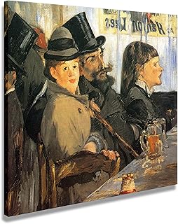 digitalpix Quadro Manet Edouard al caffè 1878 - Stampa su Tela Canvas Intelaiata - 56 x 51 cm