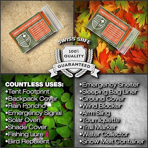 Miniatura 41 de Mantas térmicas de mylar para emergencias, 4 unidades; incluye una manta dorada diseñada para la NASA; perfectas para exteriores, para hacer Verde