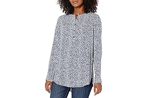 Women's Long-Sleeve Woven Casual Tunic Top