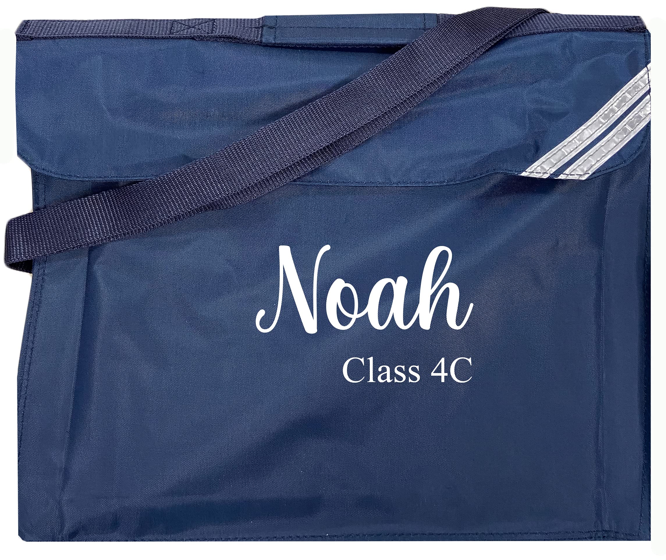Kids Essentials Personalised Name & Class School Book Bag Multiple Colours Back to School (Navy)