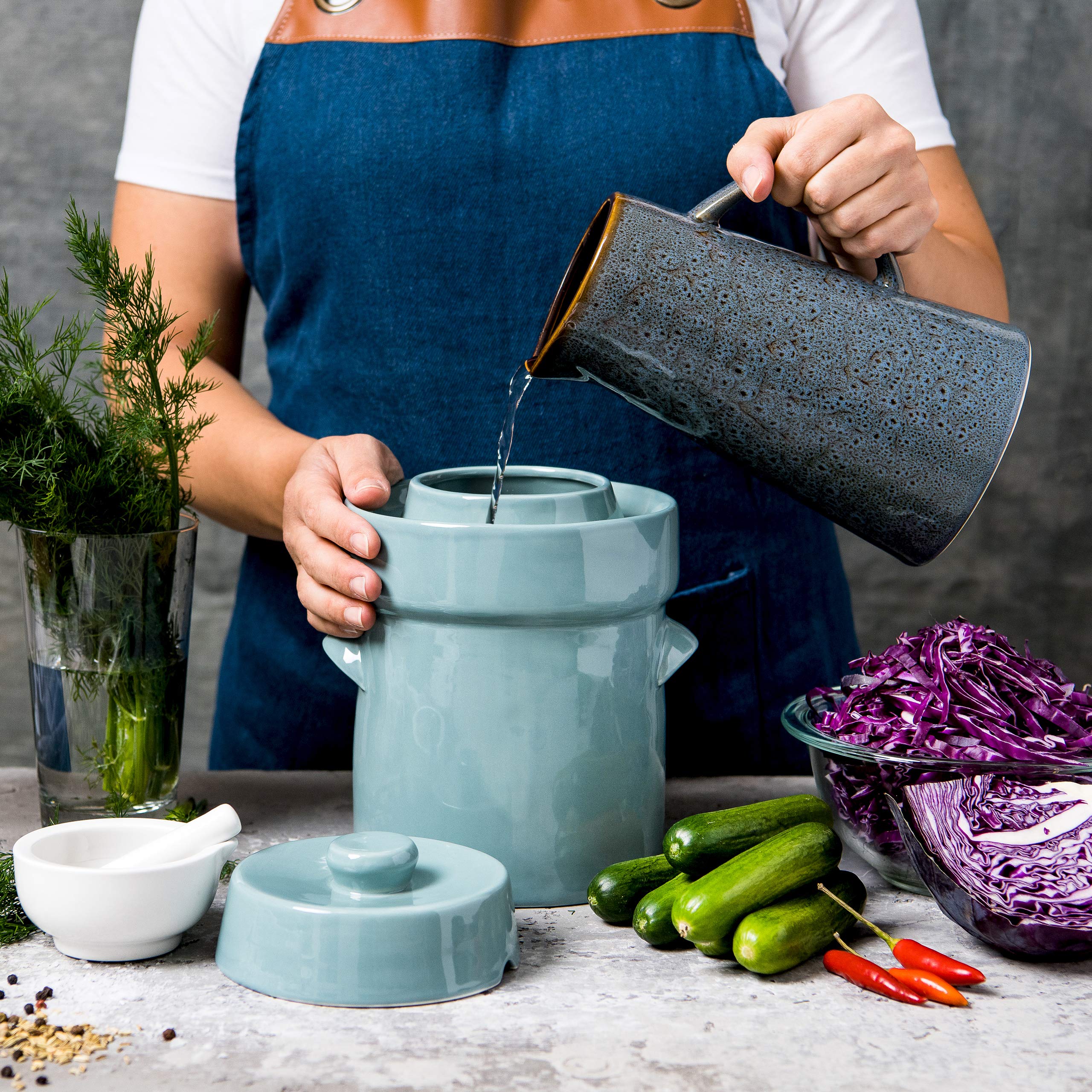 Buy Fermentation Crock Jar Sauerkraut Crock Use as an Onggi Kimchi