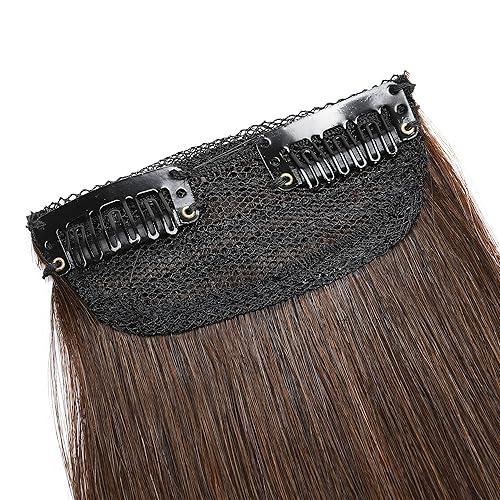 Miniatura 10 de Hairro Mini extensiones de cabello humano con clip para hombres y mujeres, 10 pulgadas, #6, color marrón claro, corto, lacio, con clip, peluca de