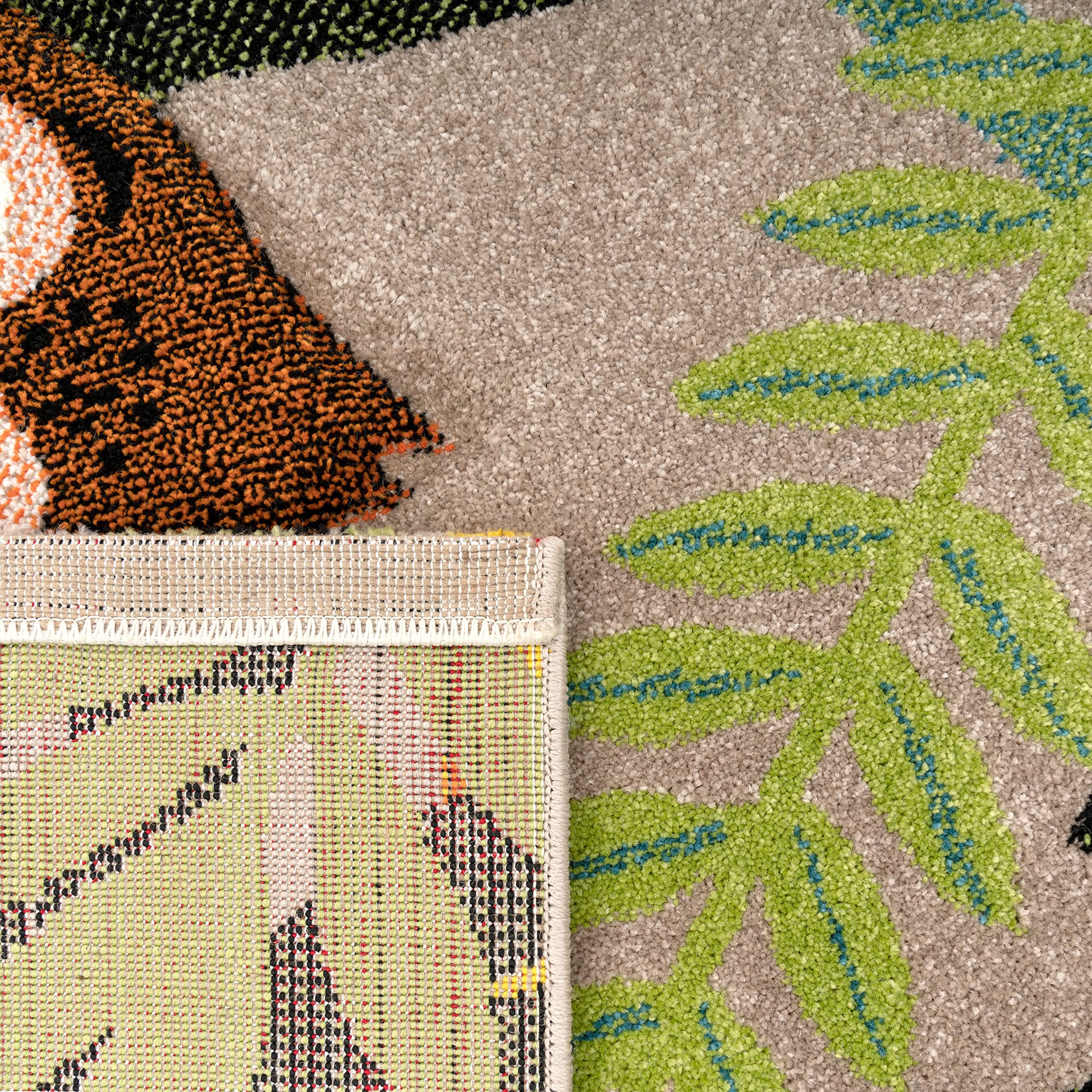 Paco Home Alfombra Habitación Infantil para Niños Motivo De Animales Y Selva Pelo Corto, tamaño:120x170 cm, Color:Beige