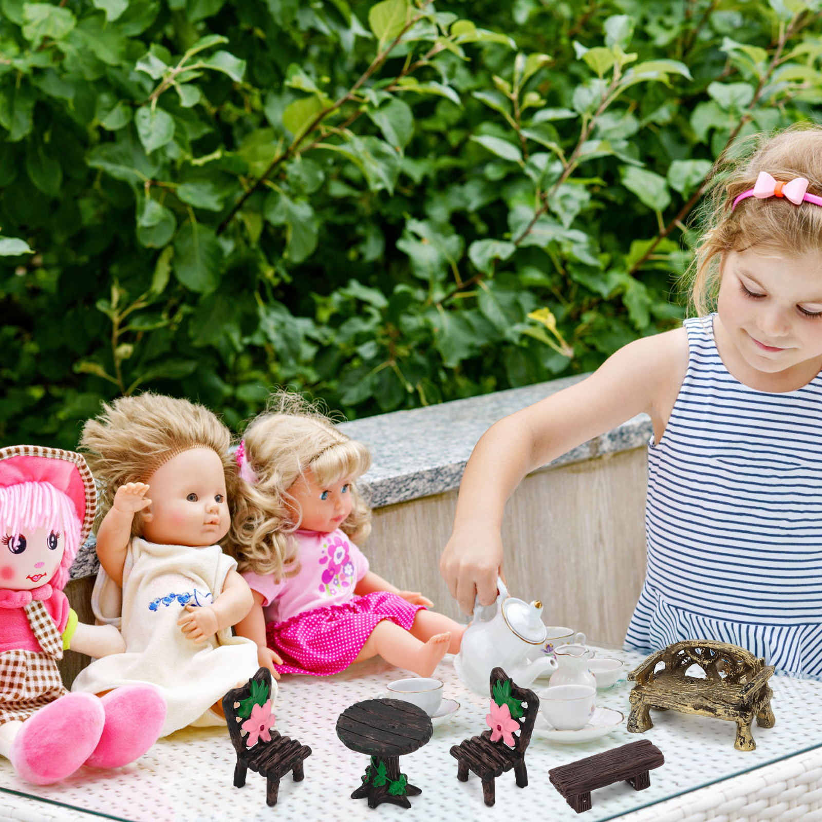 Supplies Ebros Enchanted Miniature Tree Stump Table And Stool