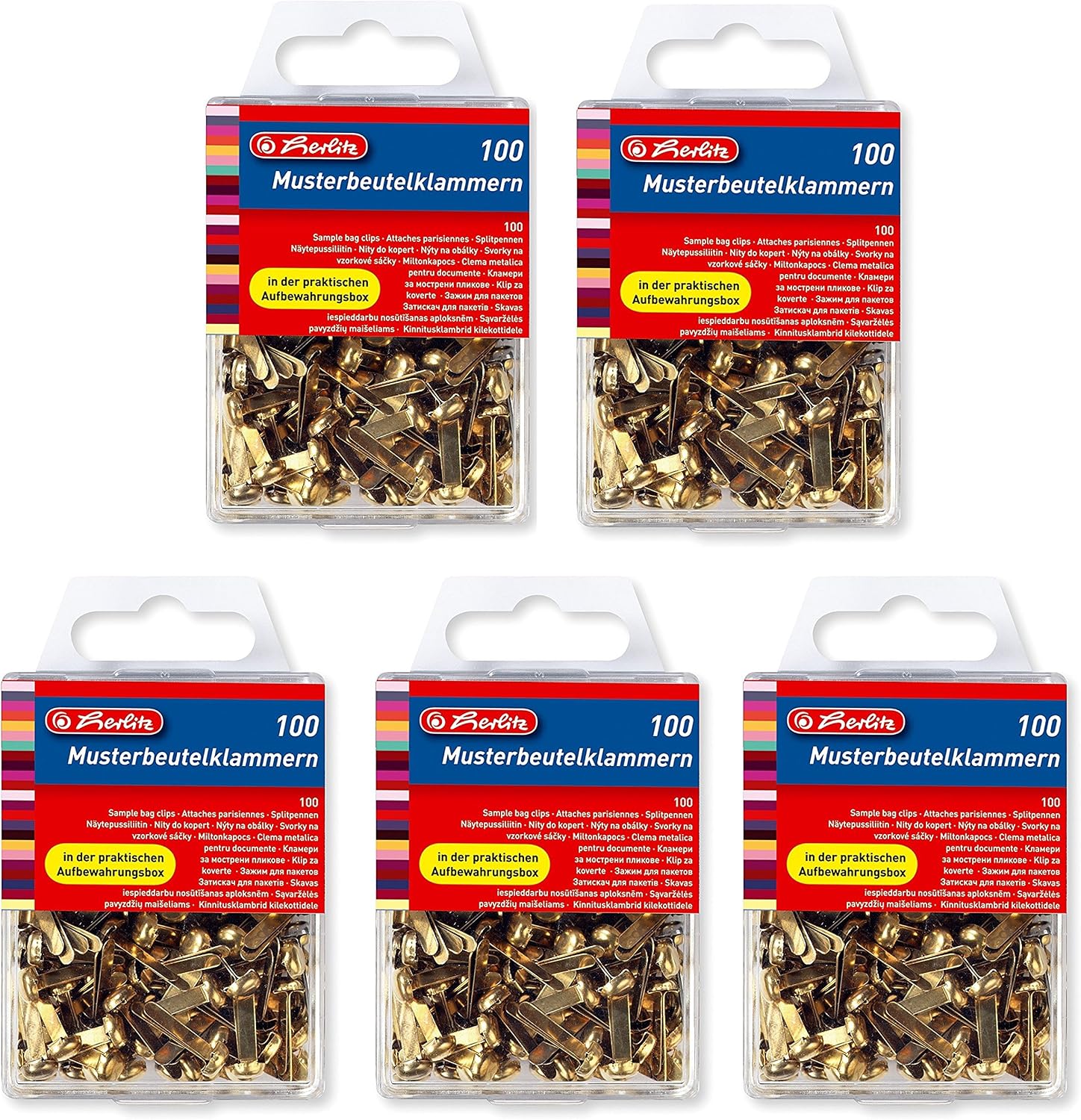 Herlitz Sample Bag Clip Round Head Hanging Box Metal (Pack of 500), 500 Stück