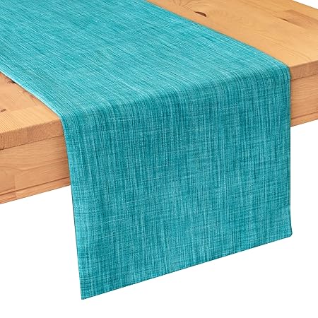 The White Petals Teal Dining Table Runners (13x120 inch, Pack of 1) Fabric Lined | Properly Finished, No Fray Edges | for Home, Kitchen, Dining Room, Holiday, Wedding Party Decor