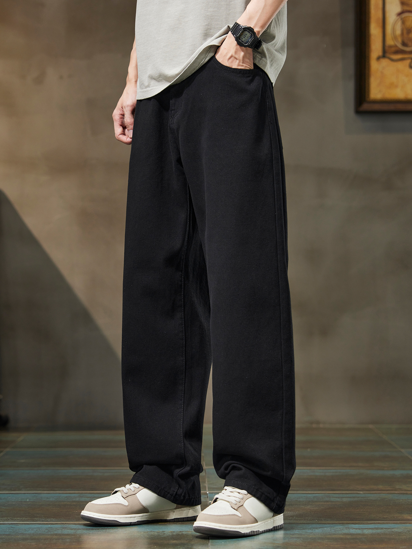 OVY KAJA MEDIUM BAGGY BLACK DENIM PANTS