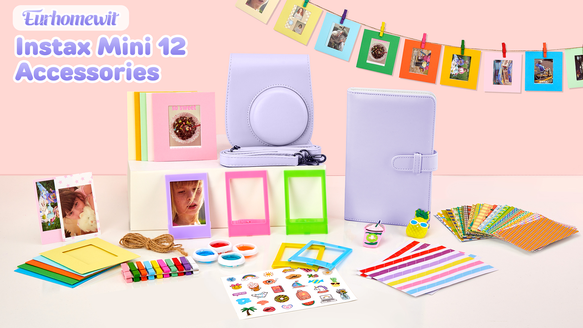 86-teiliges Sofortbildkamera-Zubehör-Set – Mit Aufklebern, Rahmen, Klammern & Tuch, Kompatibel Mit Mini 9, 8, 8+