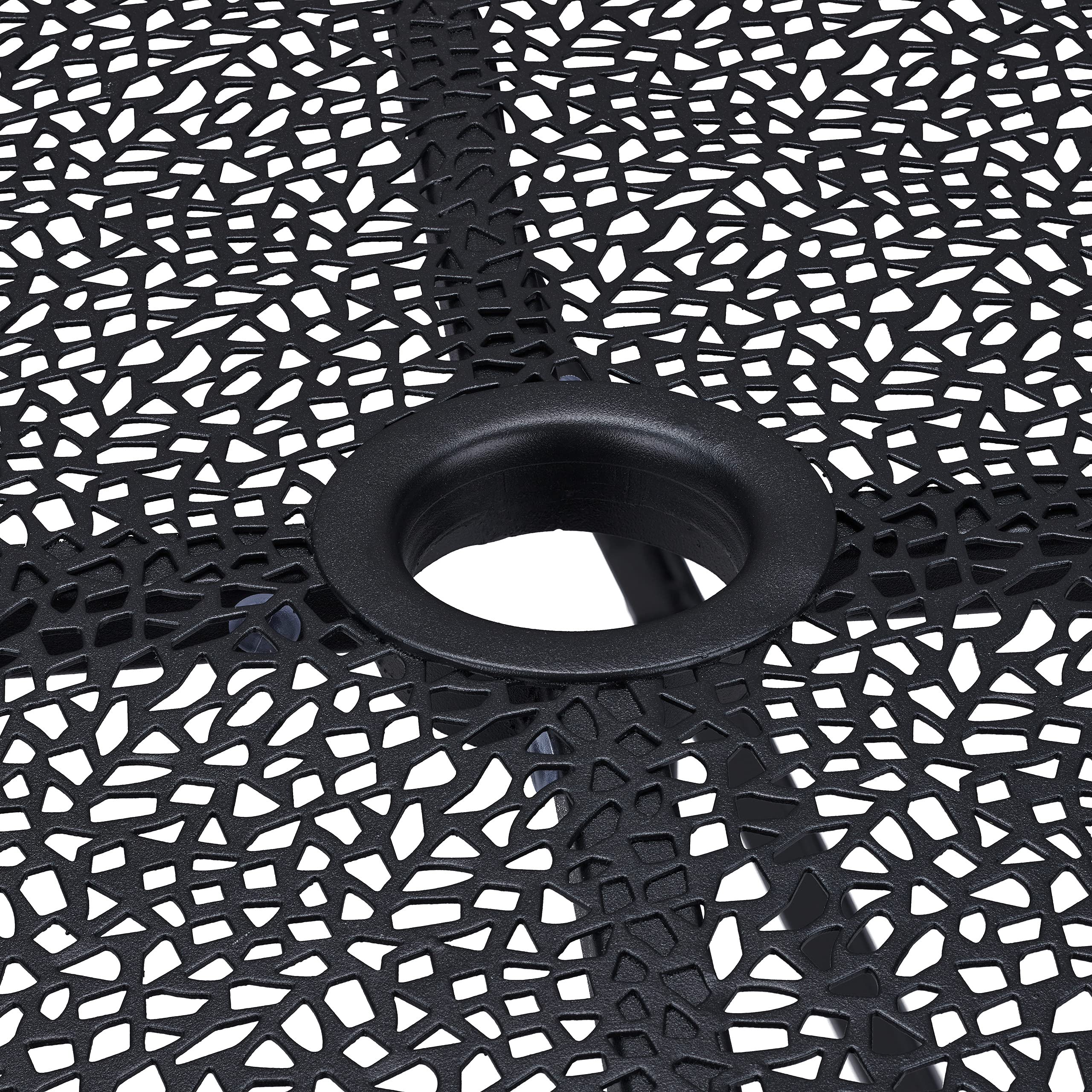 Relaxdays Tavolino da Balcone Pieghevole, Tavolo Rotondo con Foro per Ombrellone, in Acciaio, HxD: 71,5x60,5 cm, Nero