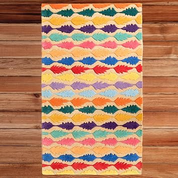 DEERLUX Handtufted Multicolored Leaf Design 100% Wool Area Rug, 3 x 5 Rectangle