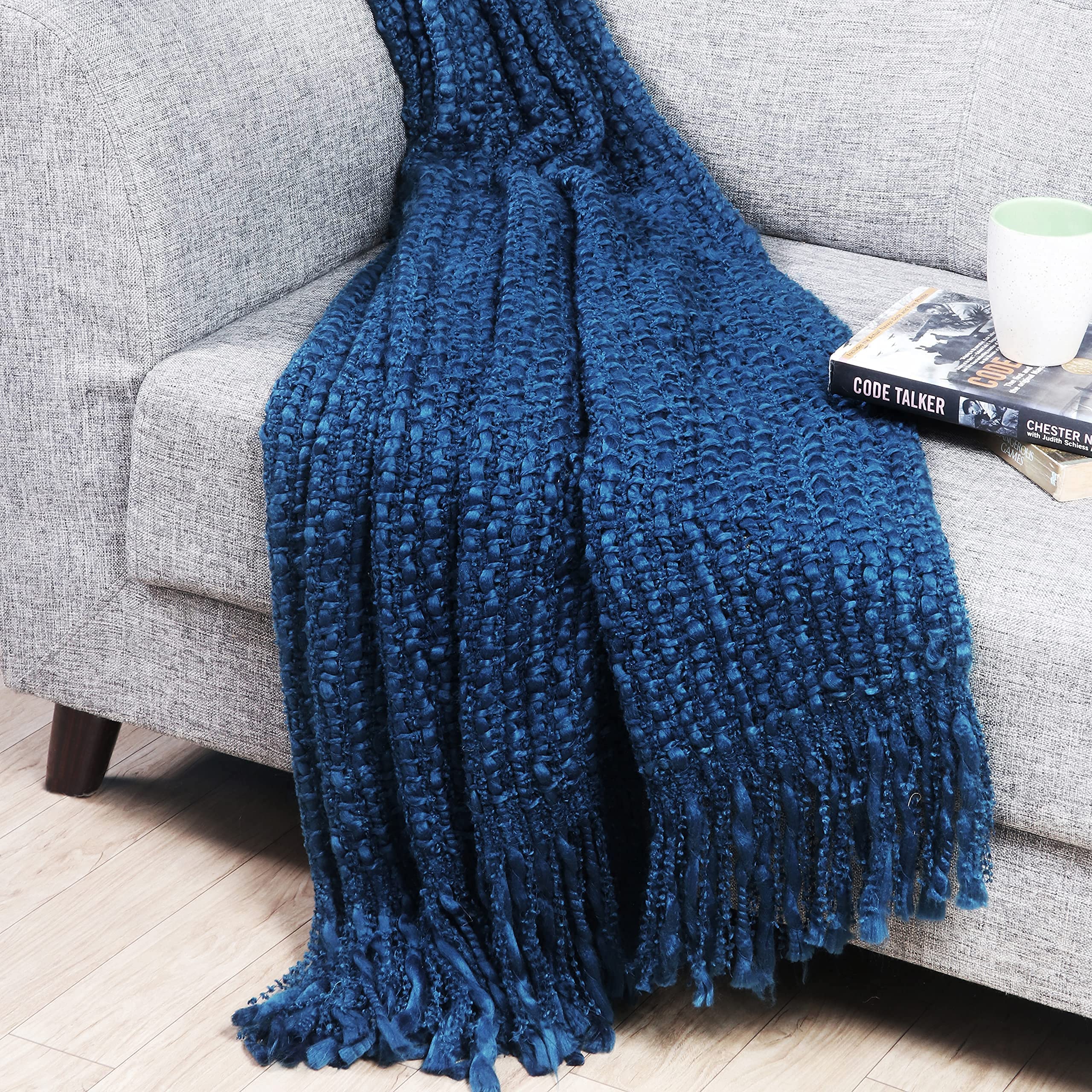Buy Bella True Throw Blanket for Couch, 100 Acrylic Knit Woven Throw