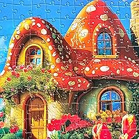 Vista 3 de Rompecabezas de 300 piezas para adultos y niños, rompecabezas de Pascua, casa de hongos