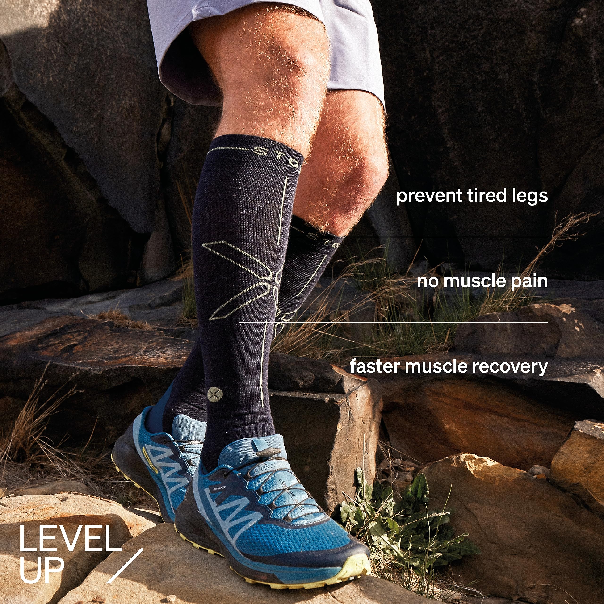 STOX Energy Socks Merino Wandersocken Herren, Kompressionsstrümpfe, Outdoor Socken, Compression Socks Men, Merinowolle Kniestrümpfe, Stützstrümpfe, Kompressionssocken Trekking