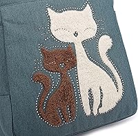 Vista 4 de KAUKKO Women Canvas Handbag Shoulder Bag Cat Big Tote Bag
