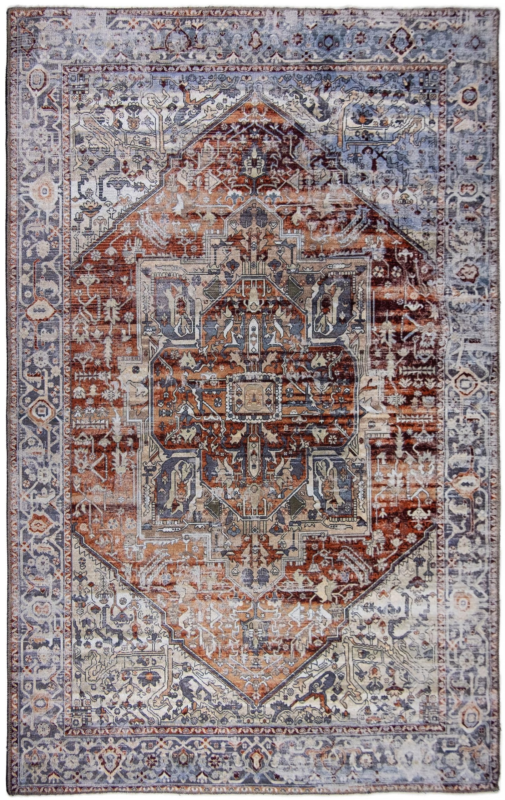 L'Baiet Sasha Abstract Washable Area Rug Coral 8' x 10' Large Big Rugs Carpet for Living Room, Bedroom, Kitchen, Entryway, Nursery, Playroom, Office |