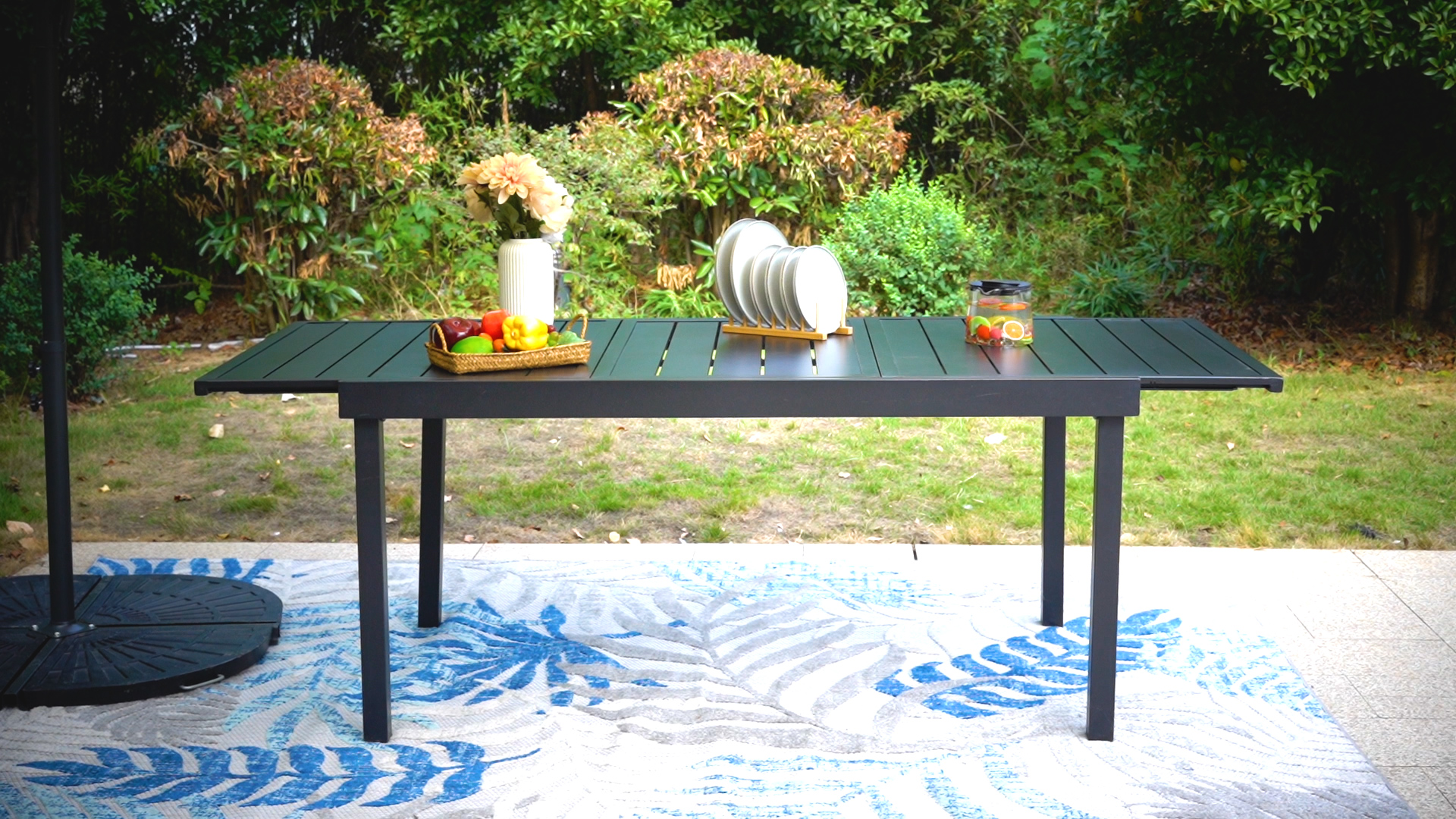 Amazon.com: PHI VILLA 9 Piece Patio Dining Table Set, Expandable