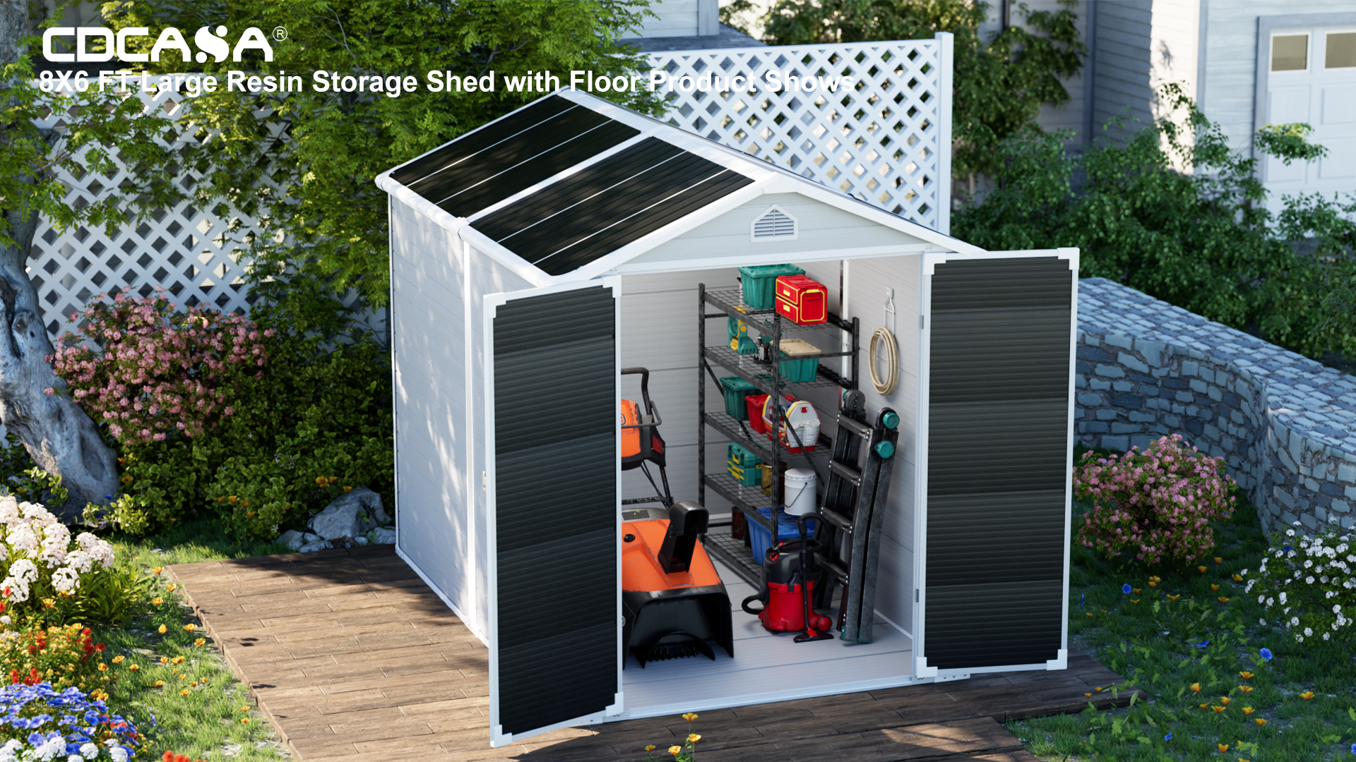 Amazon.com : CDCASA 8x6 FT Resin Storage Shed, Large Waterproof