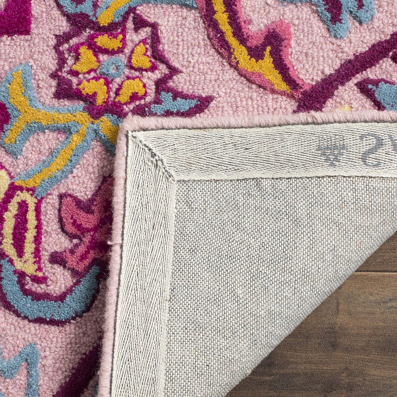 Handmade Tufted Floral Wool Area Rug in Blue - 59" x 96"