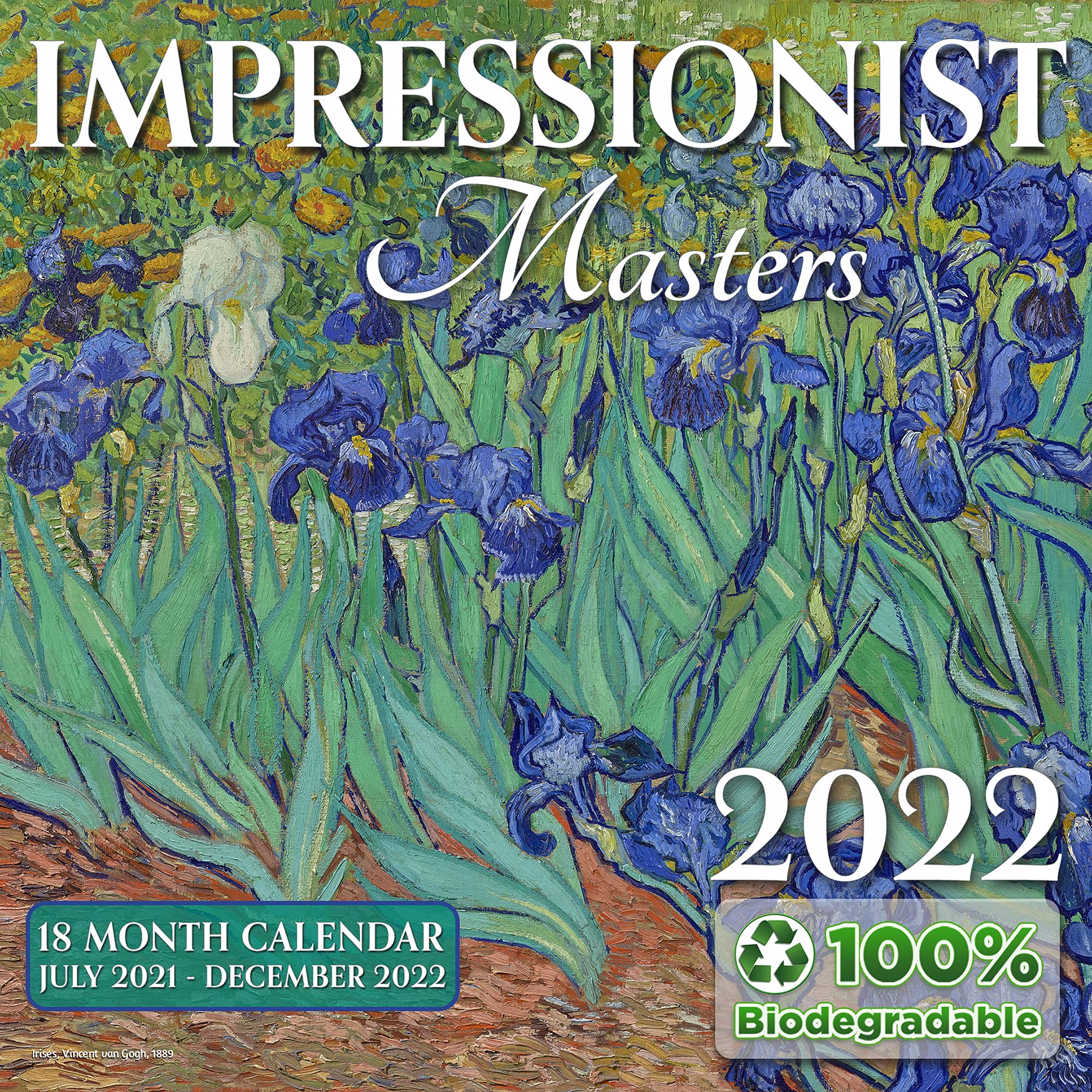 EcoEarth - Biodegradable 11x17 Inch - Open - 18-Month Vertical Hanging Wall Calendar - Jul 2025 - Dec 2026 Monthly Calendar - Impressionist Masters