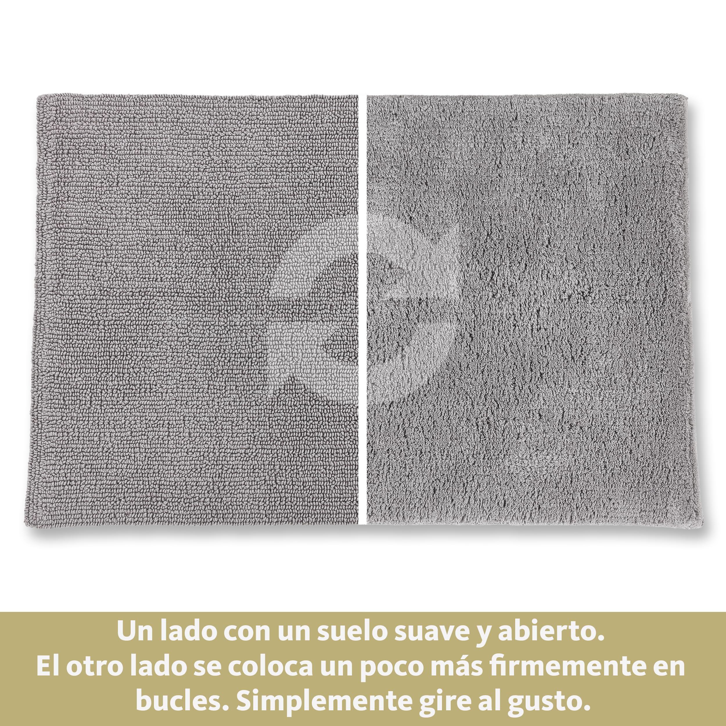 Schöner Wohnen Collection Alfombra de baño 60 x 90 cm - Reversible - Lavable - 100% algodón - Monocolor - Gris Claro | Alfombrilla de baño antideslizante, 100% algodón, apta para secadora, absorbe la humedad