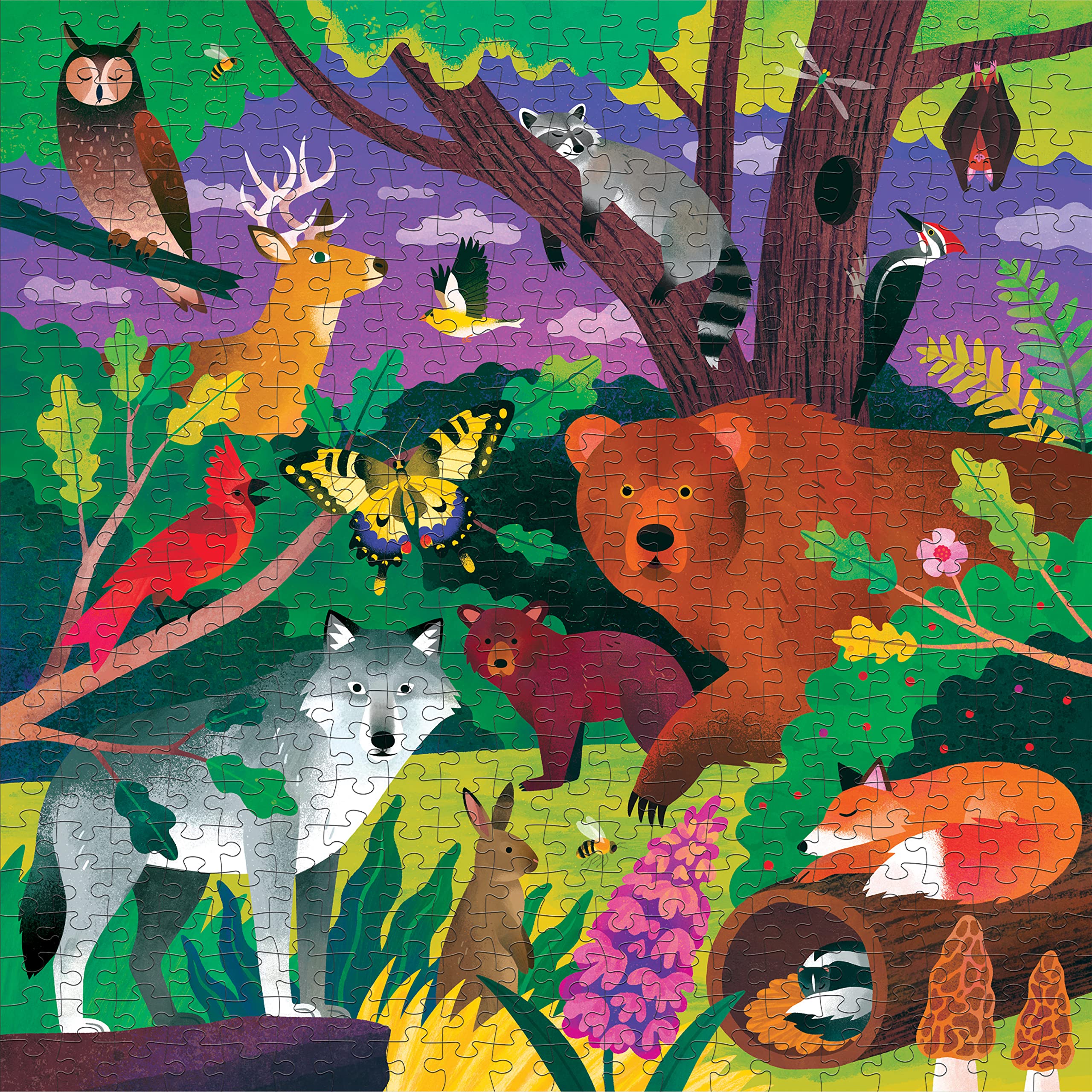 Mudpuppy Forest Illuminated 500 Piece Glow in The Dark Jigsaw Puzzle for Kids and Families, Family Puzzle with Glow in The Dark Forest Theme - Image 2