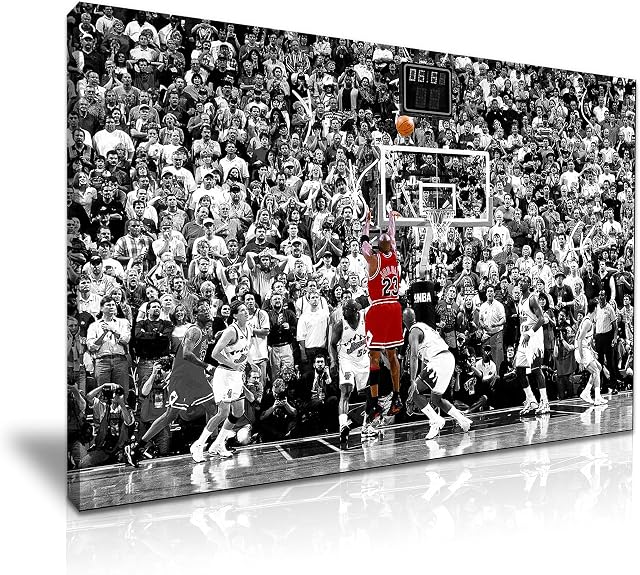 Michael Jordan The Winning Shot Canvas Modern Wall Art 76x50cm