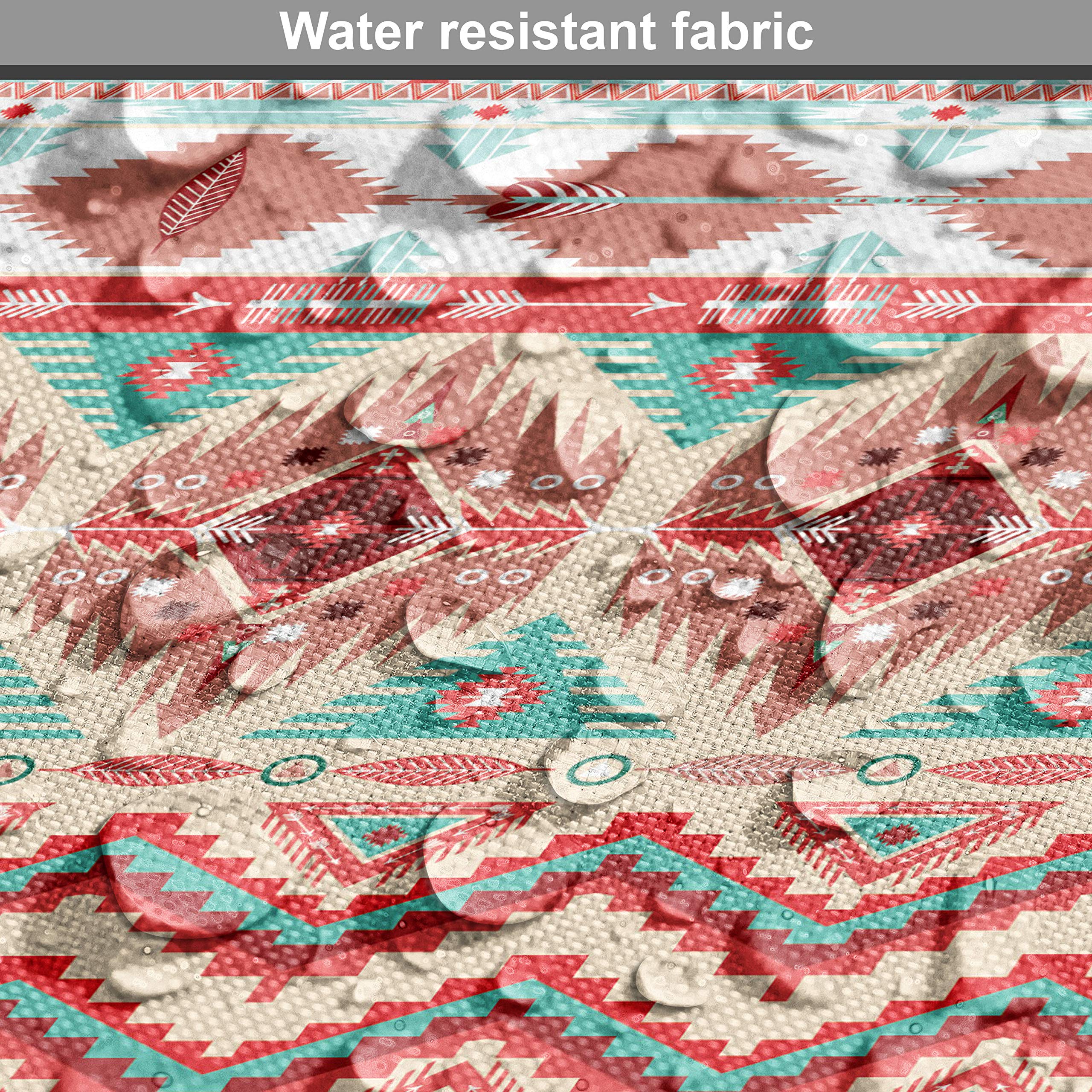 Lunarable Aztec Fabric by The Yard, Culture Inspirations Ornamental Indigenous Chevron, Decorative Fabric for Upholstery and Home Accents, 1 Yard, Turquoise Beige