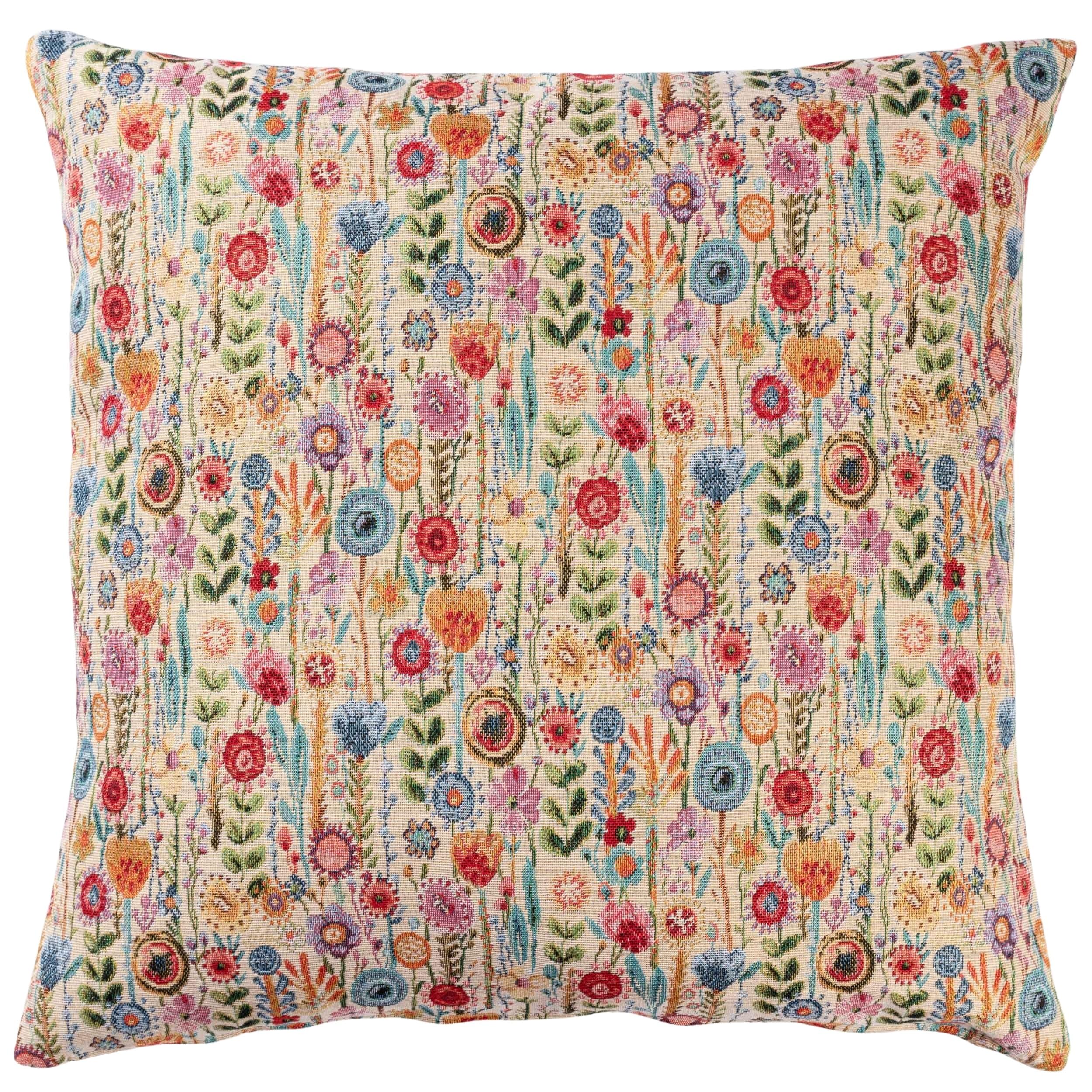 Linen Loft Multicoloured Secret Garden Tapestry Extra-Large Cushion. Tapestry Wildflower Floral Design In 23X23 Xl Square Cushion Cover