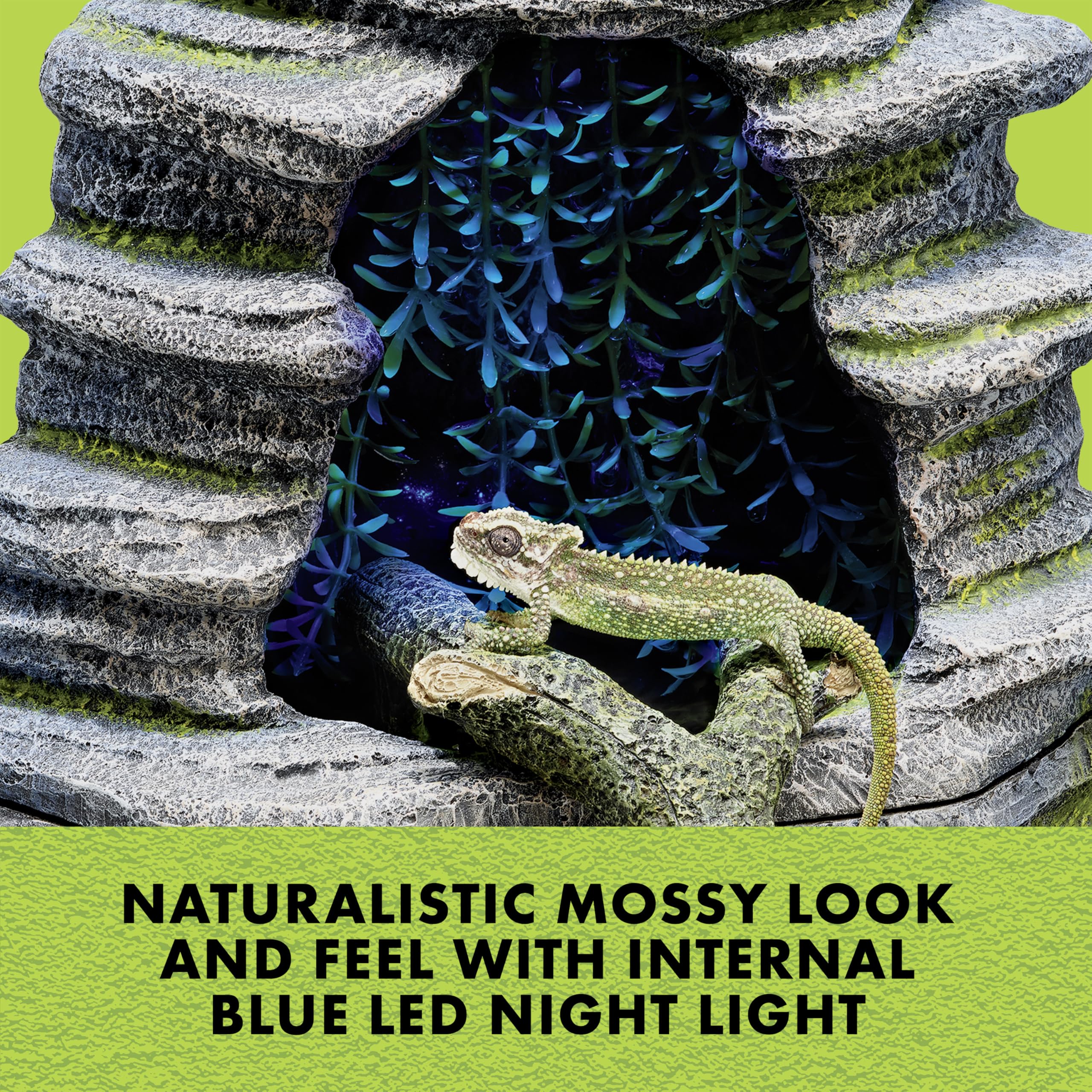 ZILLA Decoración de Cueva de Primavera con LED Azul, cámara de Lluvia, tamaño único, ECOM