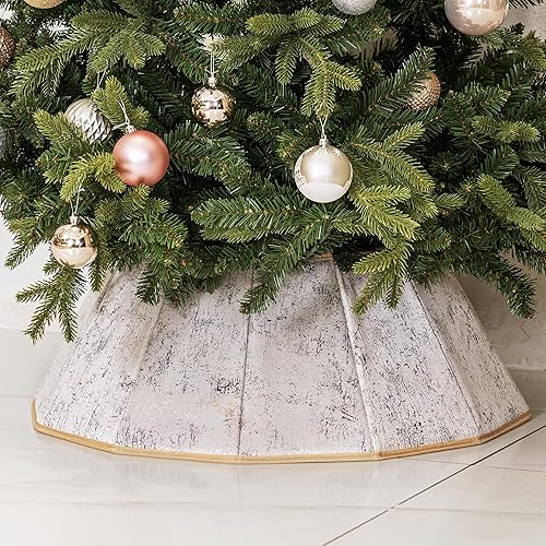 Blissun Collar de tela para árbol de Navidad, anillo de árbol de Navidad, falda de árbol de Navidad de sauce para decoración de árbol de Navidad