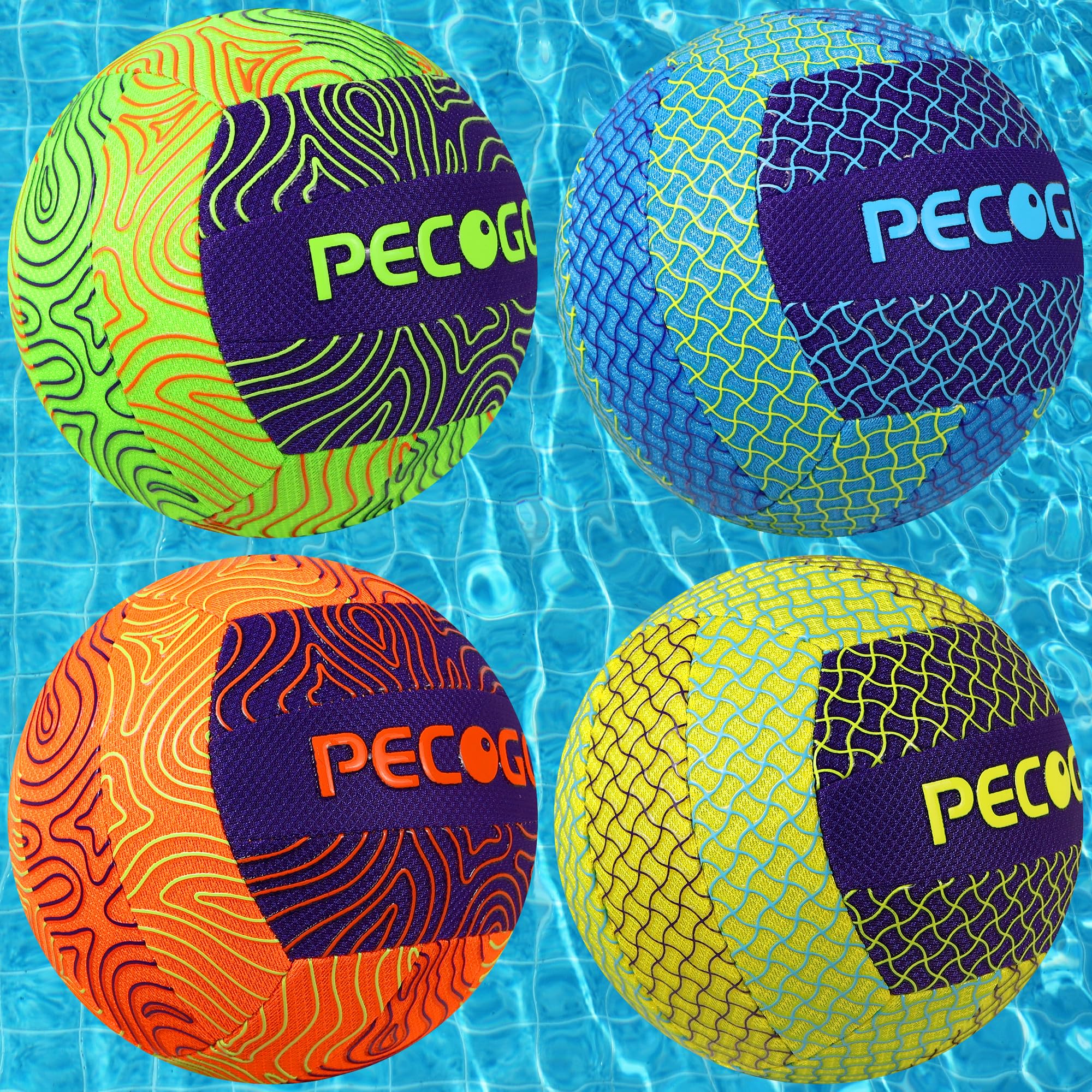 Wasserdichter Volleyball, Größe 5, perfekt für Poolspiele, Strandvolleyball und Indoor-Außenpool für Anfänger, Jugendliche, Erwachsene (4 Packungen mit Pumpe)