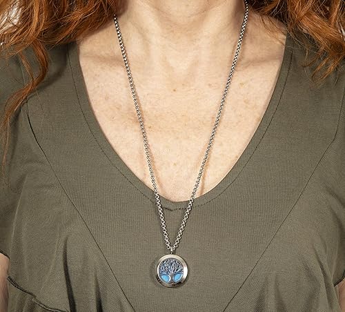 Miniatura 7 de Wild Essentials - Juego de 3 collares, árbol de la vida, flor de la vida, collar difusor de aceite esencial solar, colgante de acero inoxidable con