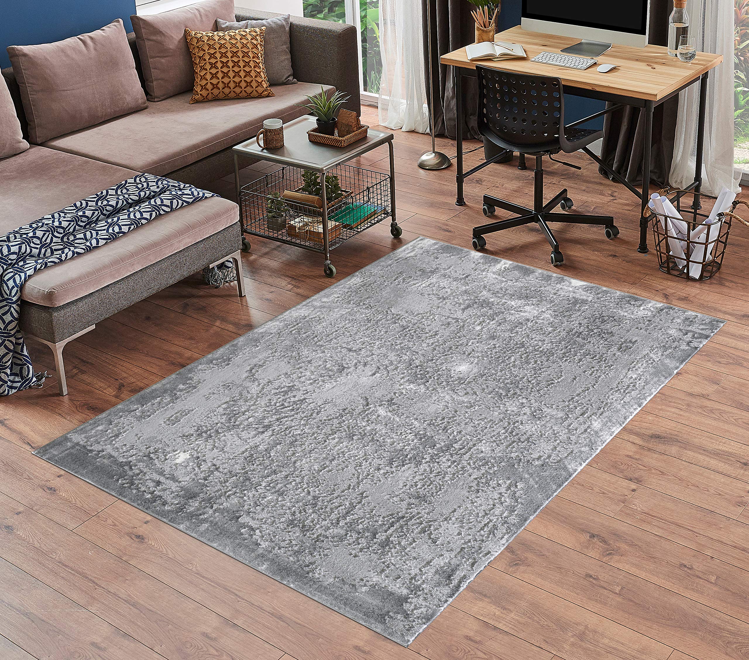 Desire Rugs Abstract Acrylic Rug 160 x 230cm Grey