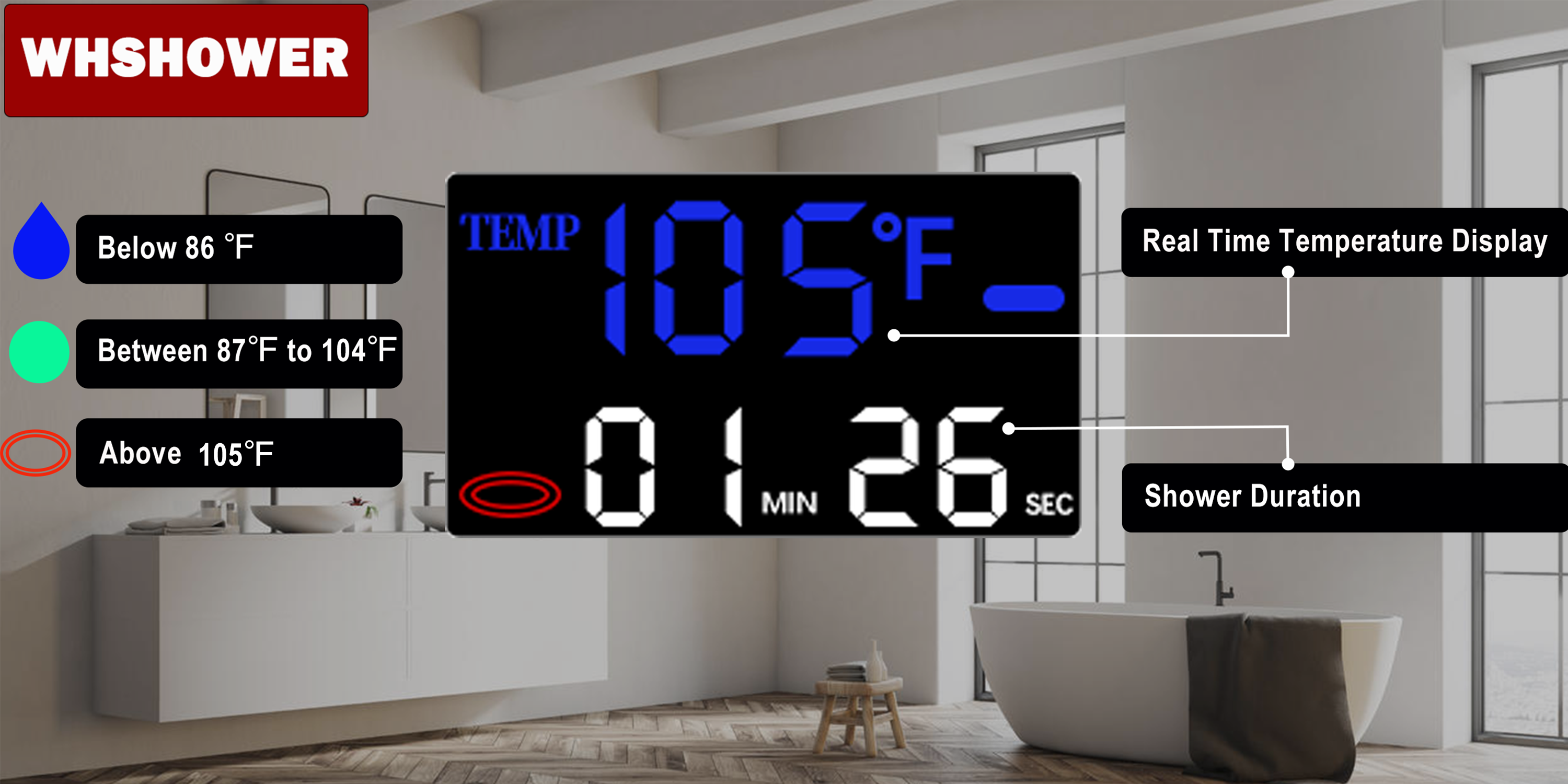 Sistema de Ducha con Dos Duchadores, Cabezal de Lluvia de 12 Pulgadas y Duchador Lateral de 8 Pulgadas con Display Digital, Acabado Níquel Cepillado miniatura 7